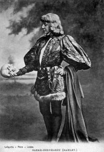 Sarah Bernhardt as Hamlet with Yorick's skull